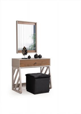 Modern bedroom set consists of dressing table with mirror beige new
