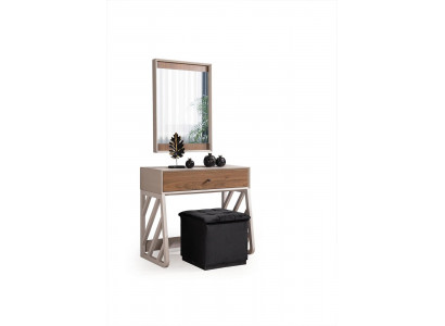 Modern bedroom set consists of dressing table with mirror beige new