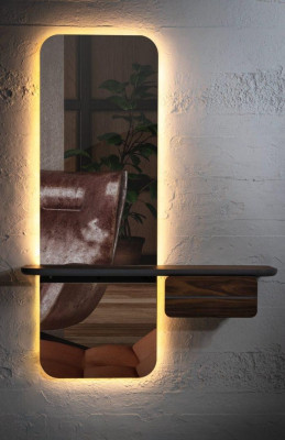 Luxurious mirror with shelf for hallway Modern mirror with lighting