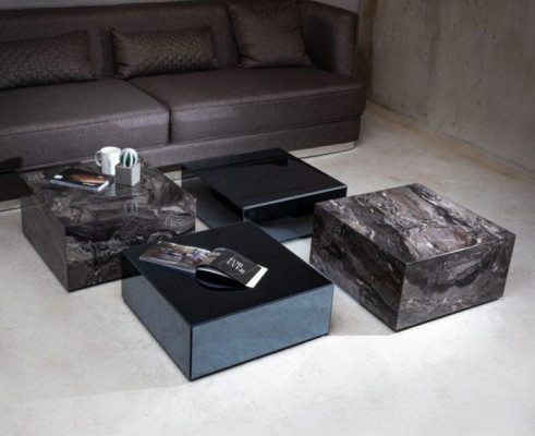 Stylish glass coffee table in a minimalist style for the living room