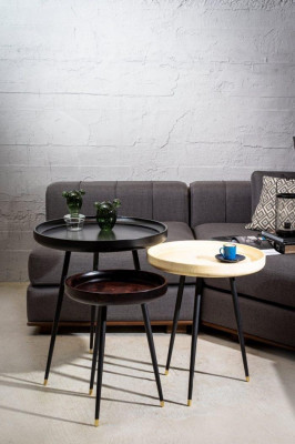 High-gloss lacquered side tables, modern design, set of 3 for living room