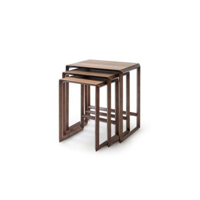 Scandinavian side tables made of oak wood, new 3-piece set