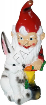 Design Dwarf with Rabbit Figure Garden Statue Sculpture Figures Sculptures New