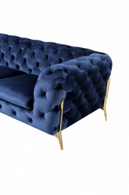 Sofa Chesterfield Couch Upholstery XXL Suite Fabric 3+3 Designer Couches Blue