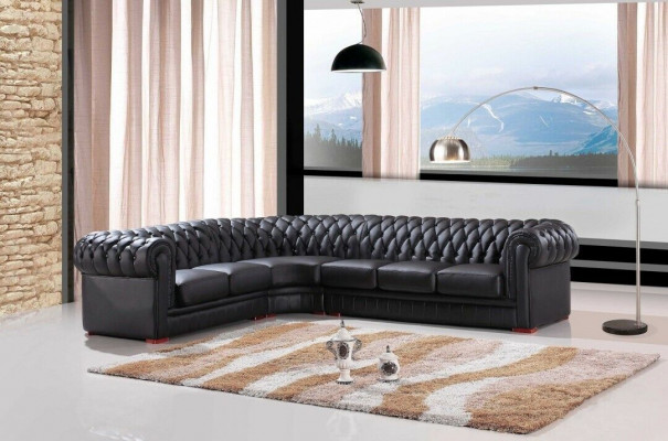 Chesterfield sectional sofa sectional couch designer sofa black couch 100% leather