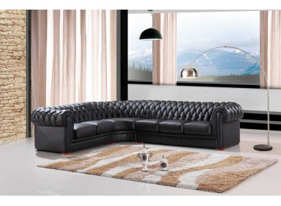 Chesterfield sectional sofa sectional couch designer sofa black couch 100% leather