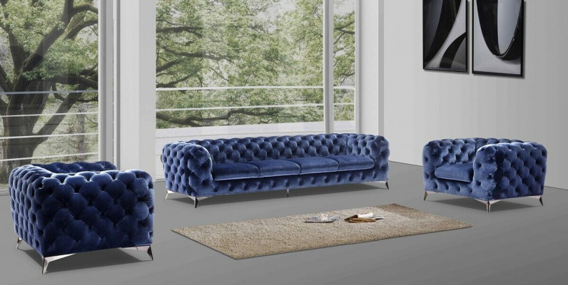 Sofa Chesterfield Couch Upholstery XXL Big Set Textile 2+1+1 Designer Couches