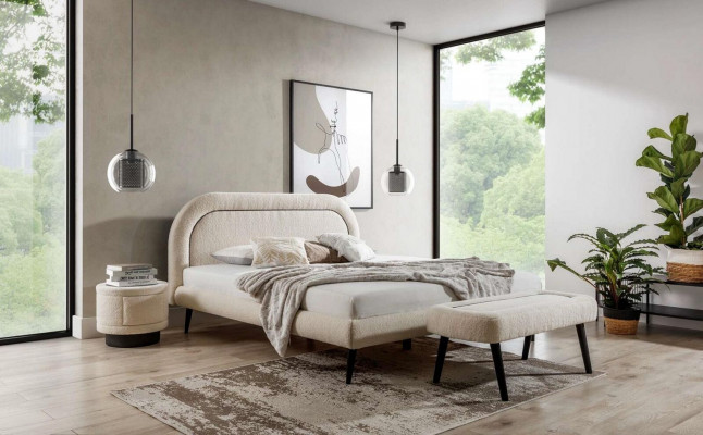 Bedroom Set White Bed Elegant 2x Nightstands Luxury Wood Modern 3-Piece.