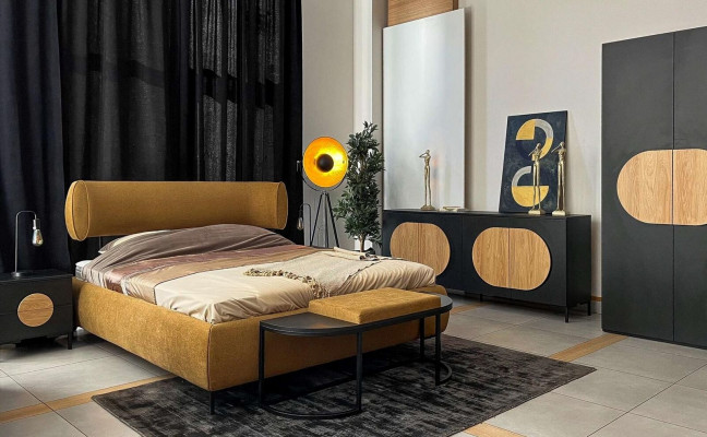 Bed Yellow Beautiful Design Modern Bedroom Double Beds Elegant Furniture