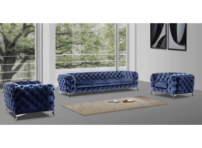 Chesterfield sofa set upholstery XXL big set textile 4+1+1 designer