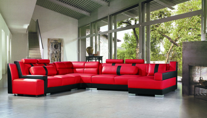 Leather Sofa Couch Upholstery Corner U-Shape Living Landscape Corner Set Sofas