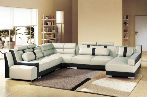Leather Sofa Couch Upholstery Corner U-Shape Living Landscape Corner Set Sofas
