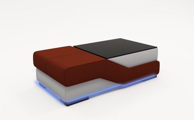 Designer glass table table cushion modern living room leather couch sofa