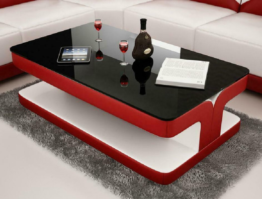 Coffee Table Design Living Room Leather Coffee Glass Couch Cushion Side Table