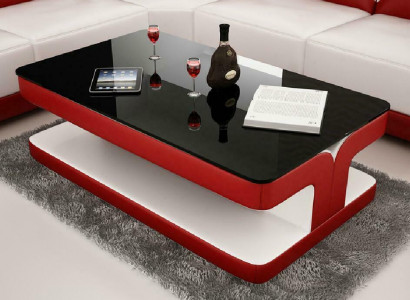 Coffee Table Design Living Room Leather Coffee Glass Couch Cushion Side Table
