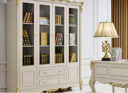 Cabinet Books Office Shelf Baroque Shelves Rococo Cabinets New Solid Wood