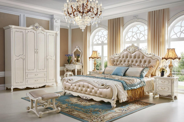Bed Bedroom Set Luxury Baroque Rococo Beds 2x Nightstand 3-piece Design New