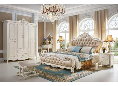 Bed Bedroom Set Luxury Baroque Rococo Beds 2x Nightstand 3-piece Design New
