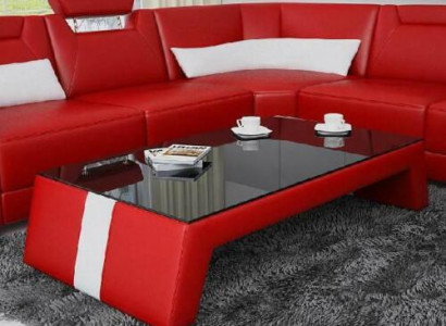 Modern living room coffee table table side glass cushion leather tables