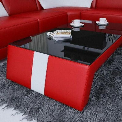 Modern living room coffee table table side glass cushion leather tables