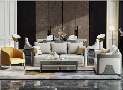 Noble Gray Living Room Sofa Set 3+2 Seater Leather Couches Exclusive Furniture