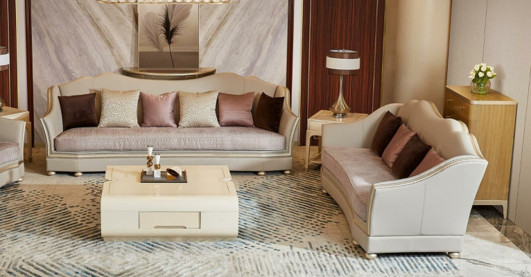 Luxury living room furniture design upholstered sofa set couch solid wood