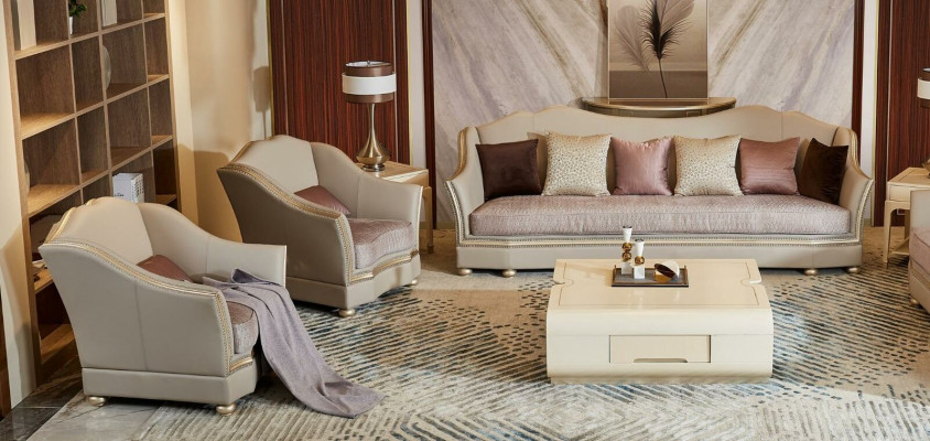 Luxury living room furniture design upholstered sofa set couch solid wood