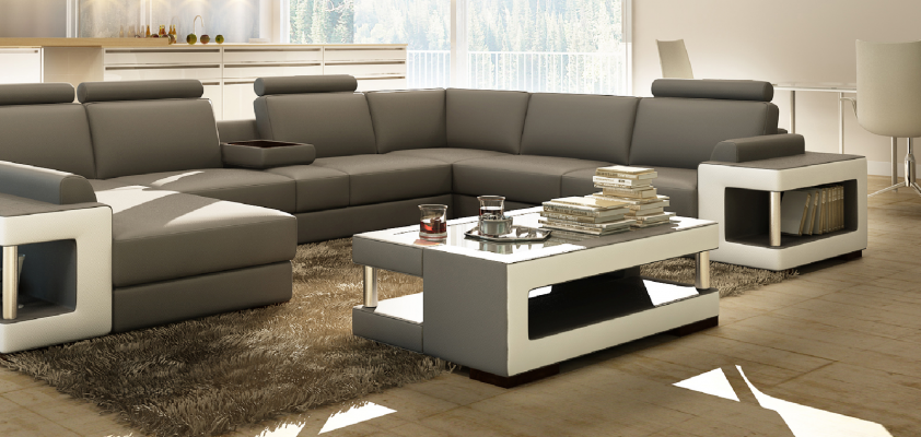 Luxury glass table living room side table designer tables glass leather
