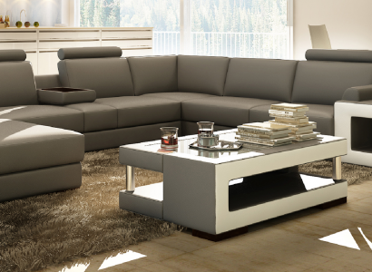 Luxury glass table living room side table designer tables glass leather