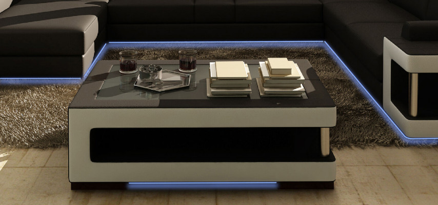 Luxury glass table living room side table designer tables glass leather