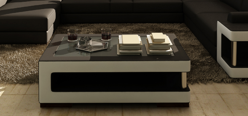 Luxury glass table living room side table designer tables glass leather