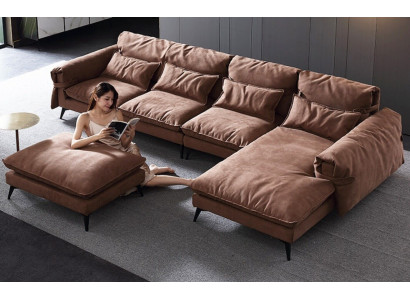 Luxury modern sofa corner set L-shape upholstery living room sectional