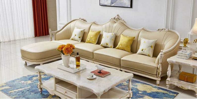 Sectional sofa couch upholstered living landscape sofas set L-shape solid wood