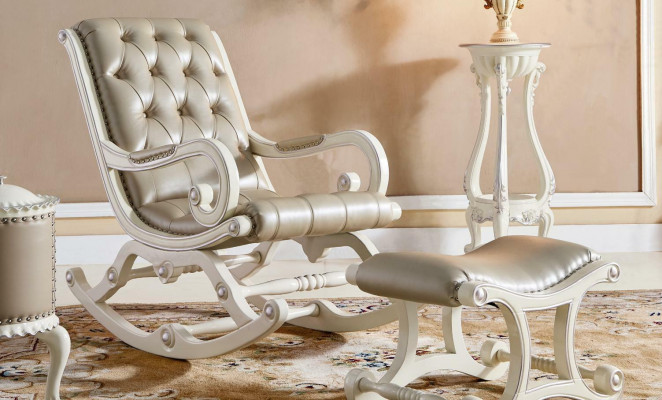 Chesterfield rocking chair stool baroque rocking chair recliner leather
