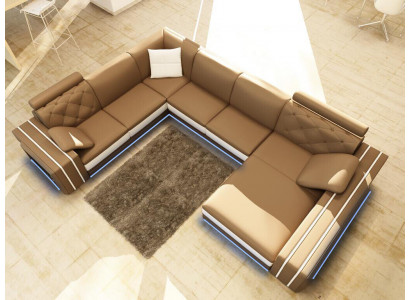 XXL large living room sofa corner sofa corner couch seating suite leather sofas