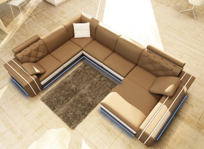 XXL large living room sofa corner sofa corner couch seating suite leather sofas