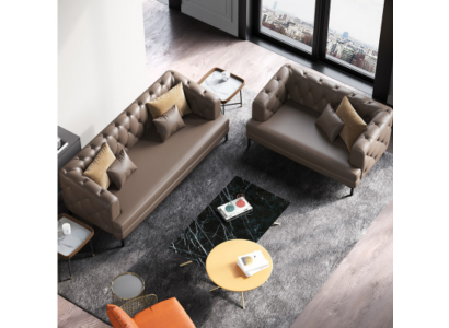 Brown Chesterfield Sofa Set 3+2 Seater 2-Piece Set Designer Decor Upholstered Couches
