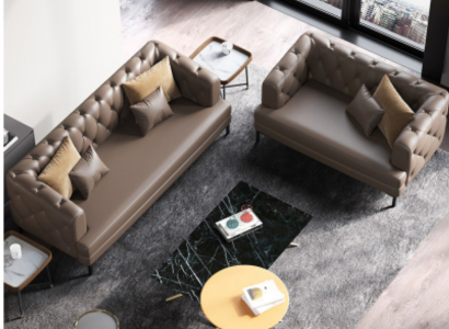 Brown Chesterfield Sofa Set 3+2 Seater 2-Piece Set Designer Decor Upholstered Couches