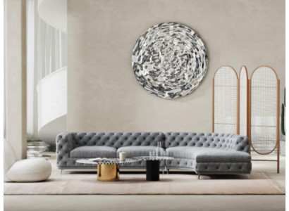 Chesterfield seat design couch lounge sofas textile corner sofa L-shape living landscape
