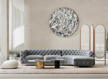 Chesterfield seat design couch lounge sofas textile corner sofa L-shape living landscape