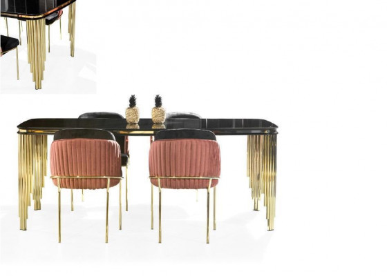 Luxury Dining Room Dining Suite Design Table Chest of Drawers 4x Chairs Group 6-piece Set New