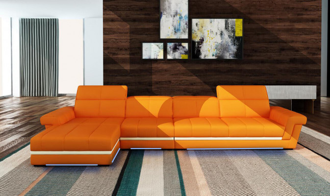 Leather Sofa Couch Living Area L-Shaped Design Modern Sofa 5136B Sofas