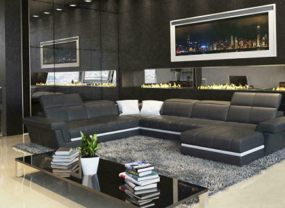 Leather sofa couch living landscape U-shaped design modern sofas couches