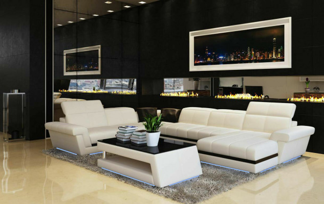 Leather sofa couch living landscape U-shaped design modern sofas couches
