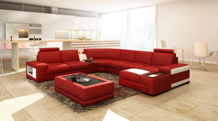 Leather sofa couch living area U-shape design modern sofa 5103 sofas