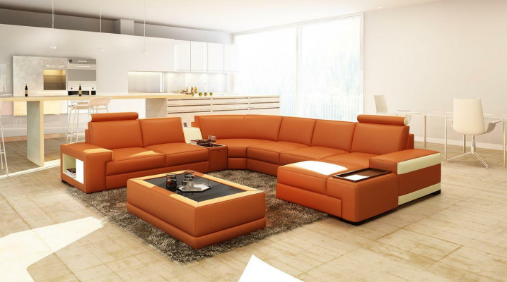 Leather sofa couch living area U-shape design modern sofa 5103 sofas