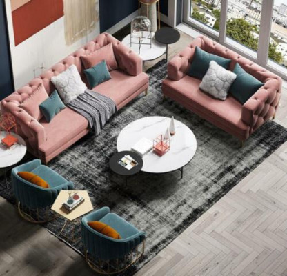 Rosa Chesterfield Living Area Designer Couches Lounge Sofas 3+2 Seater Set