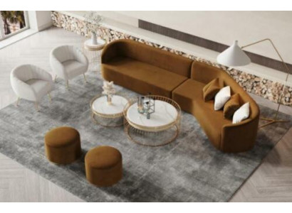 Corner sofa L-shape living landscape relax seating design couch lounge sofas velvet sofa