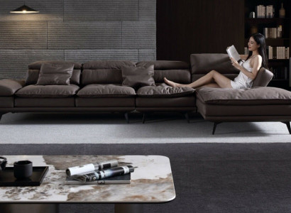 Living room L-shape modern brown design sofas new corner sofa upholstery