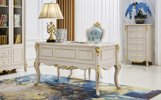 Office armchair wooden table chair desks 2-piece set solid wood